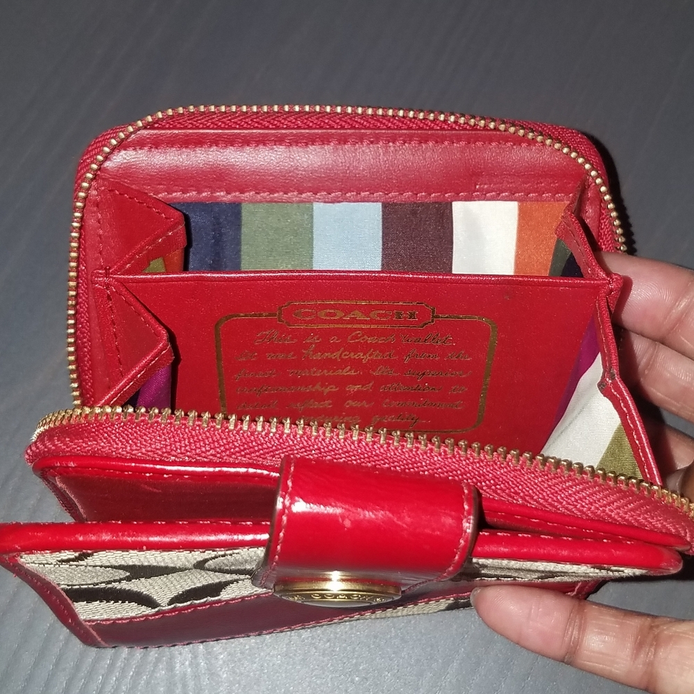 Coach Signature Leather/Canvas Bi-Fold Wallet - Picture 4 of 5